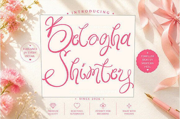 Beloga Shimtey: A Modern Script Font for Editorial Design